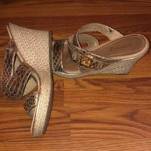 Sperry Gold Wicker Wedges